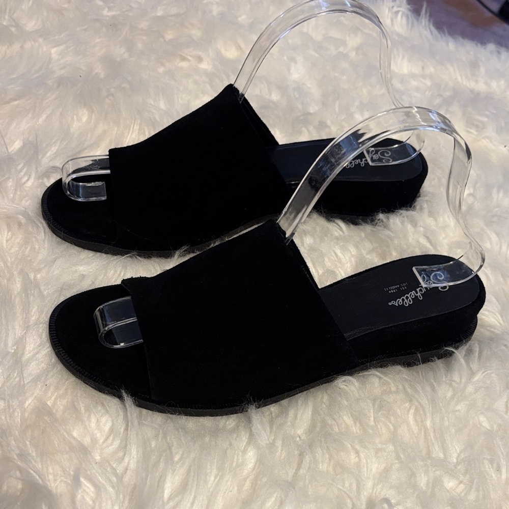 Seychelles Black Suede Slide Sandals